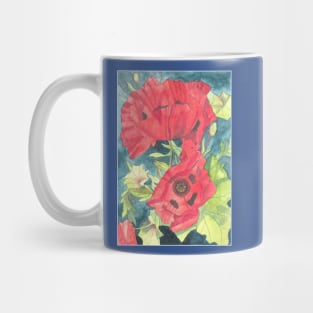 Red poppies watercolour painting Mug